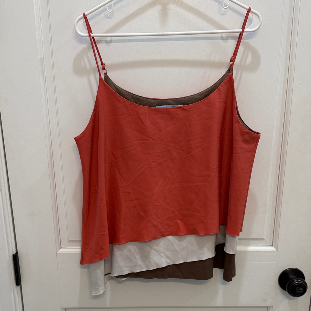 ANTONIO MELANI Coral, Brown, and White Layered Camisole